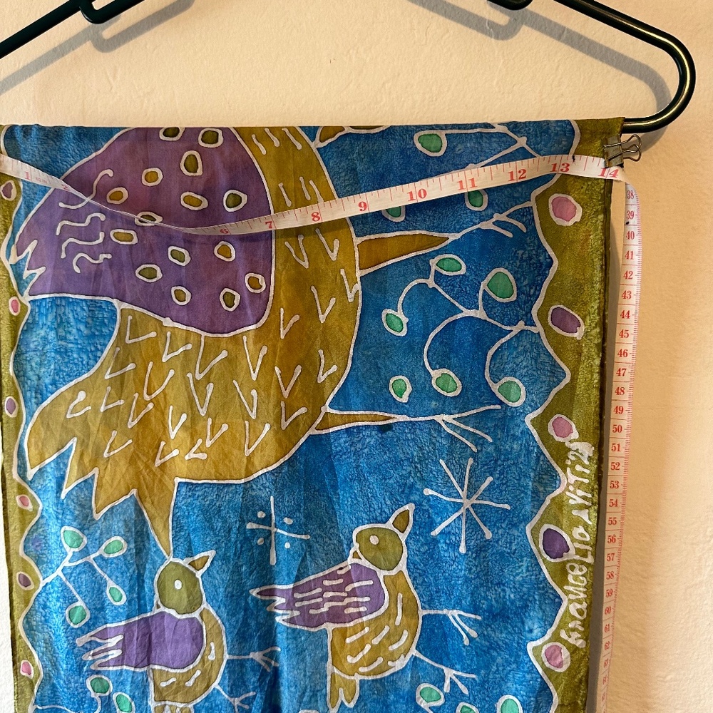 France Handpainted Batik Scarf Artistic Silky Feel Approx 68” (SC003)